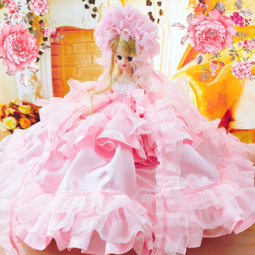 リカちゃん 桜ドレス ピンク ハンドメイド服 ドール服 人形服