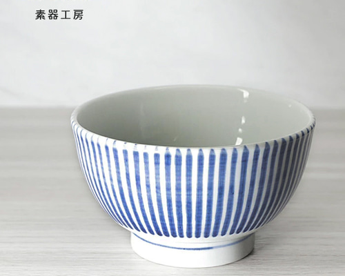 白刷毛目 茶碗（小）(陶器製ごはん茶碗)|食器通販の陶磁庵