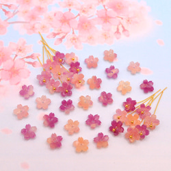 オリジナル変色パーツ★9mm桜のパーツ　アセテート　パープル×グリーン→ローズピンク×オレンジ 19枚目の画像