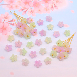 オリジナル変色パーツ★9mm桜のパーツ　アセテート　パープル×グリーン→ローズピンク×オレンジ 10枚目の画像