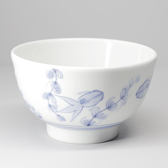 砥部焼 おしゃれ 「茶碗　大　(金魚)」飯碗 和風 陶器 手作り 窯元 素器工房 suki-204 3枚目の画像