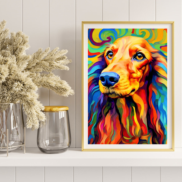【Heavenly Life（天ノ国） - アフガンハウンド犬 No.4】アートポスター 犬の絵 犬の絵画 犬のイラスト 8枚目の画像