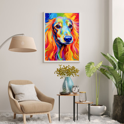 【Heavenly Life（天ノ国） - アフガンハウンド犬 No.5】アートポスター 犬の絵 犬の絵画 犬のイラスト 7枚目の画像