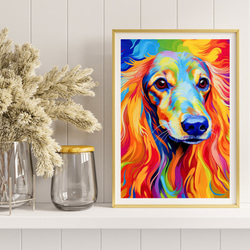 【Heavenly Life（天ノ国） - アフガンハウンド犬 No.5】アートポスター 犬の絵 犬の絵画 犬のイラスト 8枚目の画像
