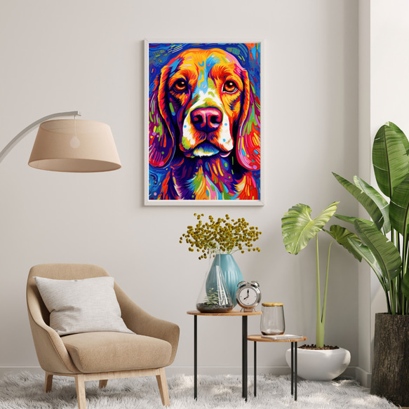 【Heavenly Life（天ノ国） - ビーグル犬 No.1】アートポスター 犬の絵 犬の絵画 犬のイラスト 7枚目の画像
