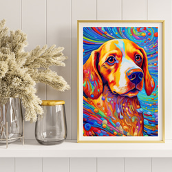 【Heavenly Life（天ノ国） - ビーグル犬 No.2】アートポスター 犬の絵 犬の絵画 犬のイラスト 8枚目の画像