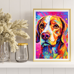 【Heavenly Life（天ノ国） - ビーグル犬 No.5】アートポスター 犬の絵 犬の絵画 犬のイラスト 8枚目の画像