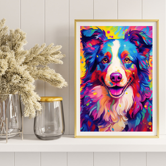 【Heavenly Life（天ノ国） - ボーダーコリー犬 No.1】アートポスター 犬の絵 犬の絵画 犬のイラスト 8枚目の画像