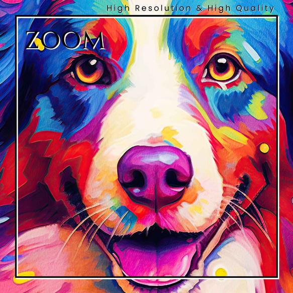 【Heavenly Life（天ノ国） - ボーダーコリー犬 No.1】アートポスター 犬の絵 犬の絵画 犬のイラスト 3枚目の画像