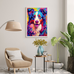 【Heavenly Life（天ノ国） - ボーダーコリー犬 No.1】アートポスター 犬の絵 犬の絵画 犬のイラスト 7枚目の画像