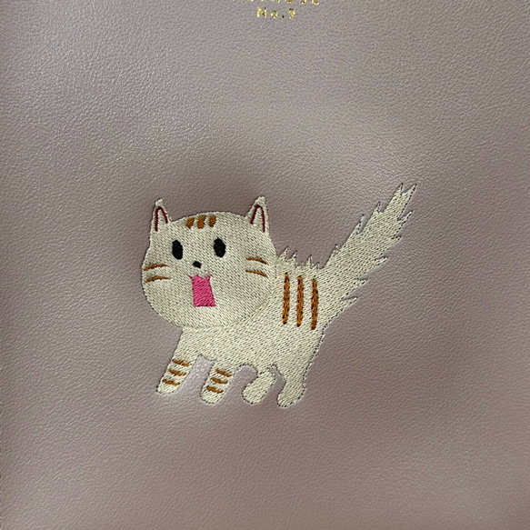 【送料無料】驚き猫の刺繍 フェイクレザーミニショルダーバッグ 8枚目の画像