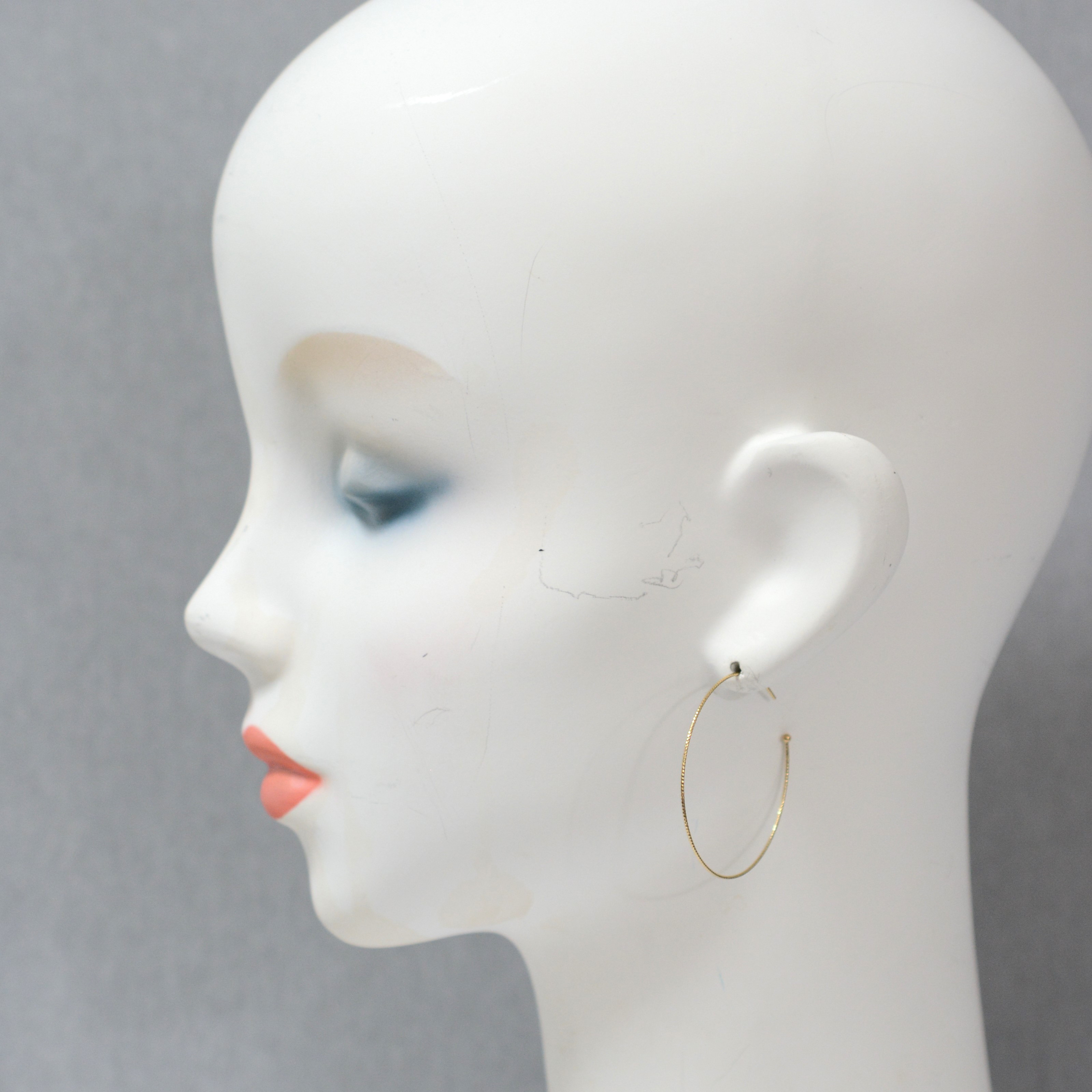 K10　カットワイヤーフープピアス　約40ｍｍ