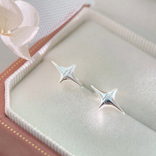 シルバー925 小ぶり 四芒星 フープピアス つけっぱなし ピアス 金属