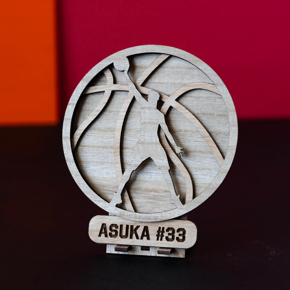 番号と名前をオーダー　バスケット部員へ卒業プレゼント　Laser-Basketball Plaque-A 4枚目の画像