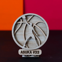 番号と名前をオーダー　バスケット部員へ卒業プレゼント　Laser-Basketball Plaque-A 6枚目の画像