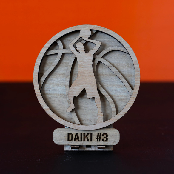 番号と名前をオーダー　バスケット部員へ卒業プレゼント　Laser-Basketball Plaque-C 5枚目の画像