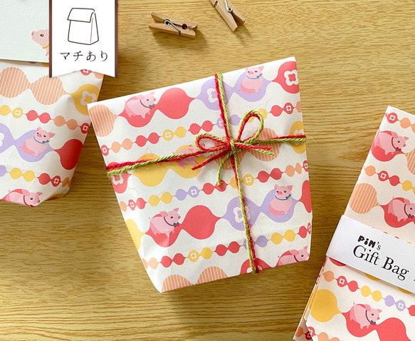 マルベリー上品で大人かわいいバッグ 無料ギフトラッピング ねこのギフトバッグ〈5枚入〉マチあり紙袋 ペーパーバッグ