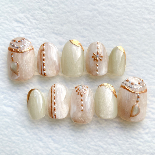 ネイルチップ ジュエリーチップ 手描きジュエリー ジュエリーネイル