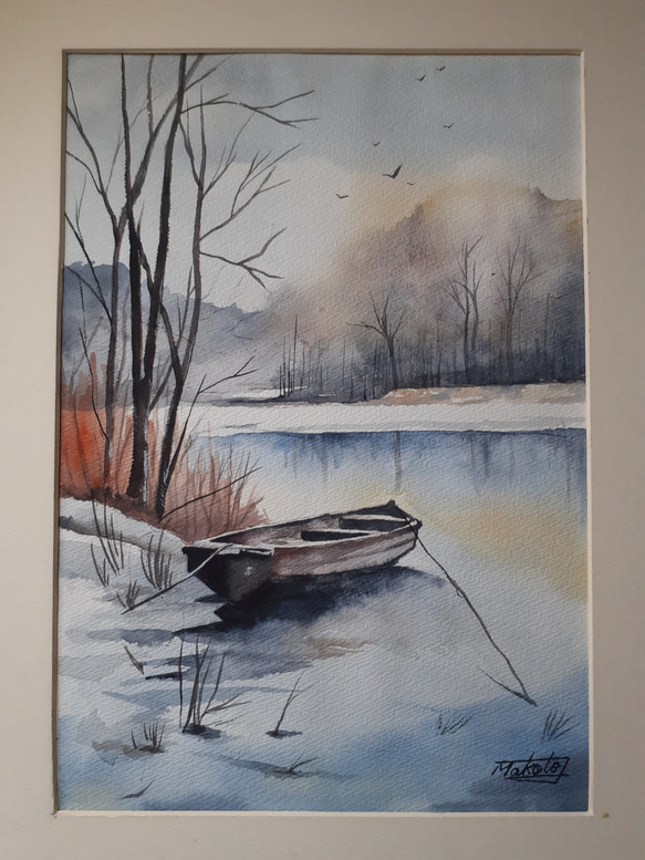 水彩画 冬の静かな刻 絵画 makochin 通販 17279726｜Creema