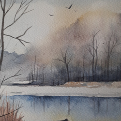 水彩画　冬の静かな刻 5枚目の画像