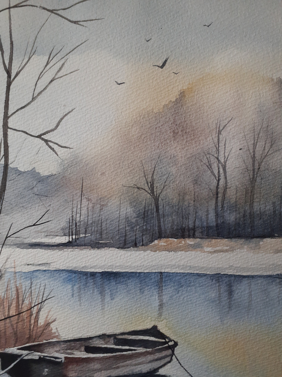 水彩画　冬の静かな刻 5枚目の画像