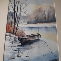 水彩画　冬の静かな刻 2枚目の画像