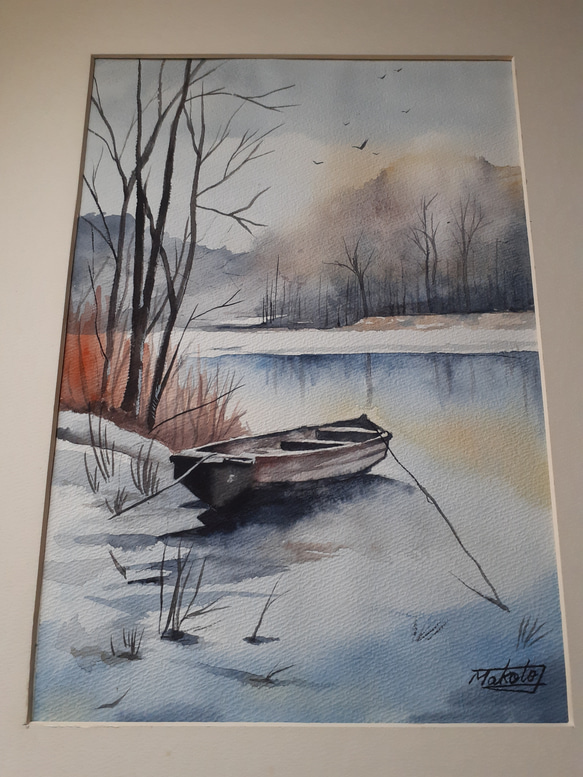 水彩画　冬の静かな刻 2枚目の画像