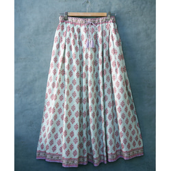 【即納可】インドレーヨンプリント・フレアスカート（NK23-032-pink） 4枚目の画像