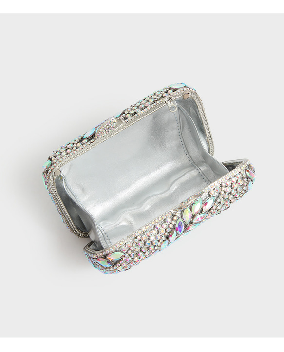 【leafage クラッチバッグ】新作 ハンドメイドでダイヤモンドを散りばめたミニスクエアバッグ、リーフ形のイブニングバ 2枚目の画像