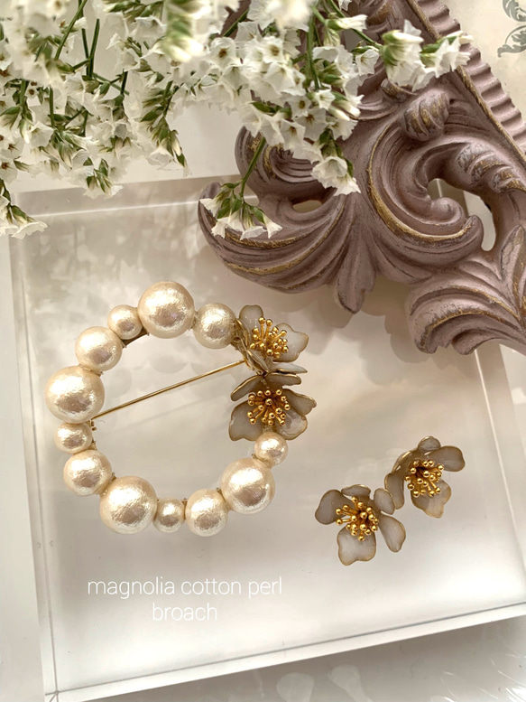 magnolia cotton perl ピアス　プレゼント　ギフト　贈り物 4枚目の画像