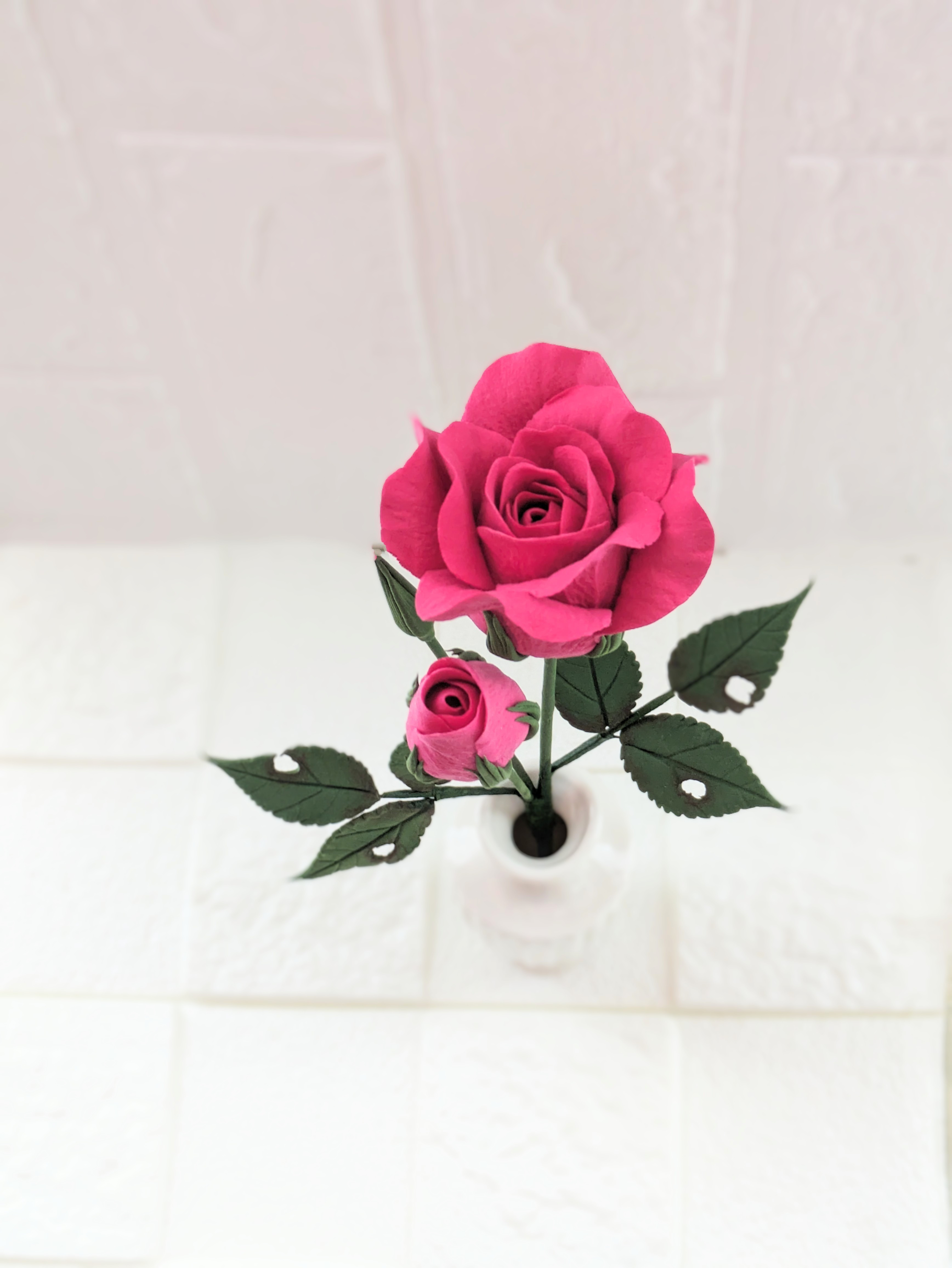 天然石 一輪 薔薇のつぼみ 彫刻 バラ お花 No1104 ピンクオパール