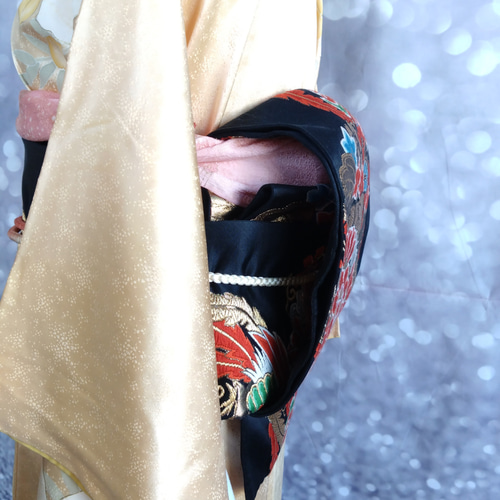 ob25✩フック付き 二部式作り帯 二重太鼓結び 京袋帯 オリジナル説明書