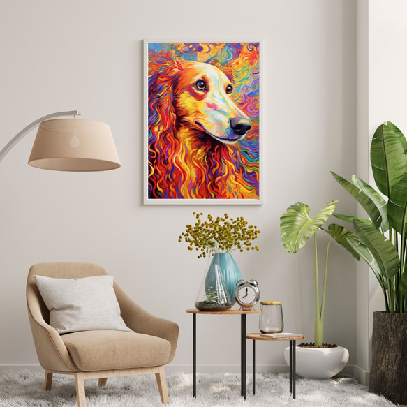 【Heavenly Life（天ノ国） - ボルゾイ犬 No.2】アートポスター 犬の絵 犬の絵画 犬のイラスト 7枚目の画像
