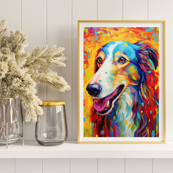 【Heavenly Life（天ノ国） - ボルゾイ犬 No.3】アートポスター 犬の絵 犬の絵画 犬のイラスト 8枚目の画像