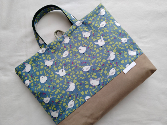 図書袋 絵本バッグ 通園バッグ シマエナガ トートバッグ レッスン