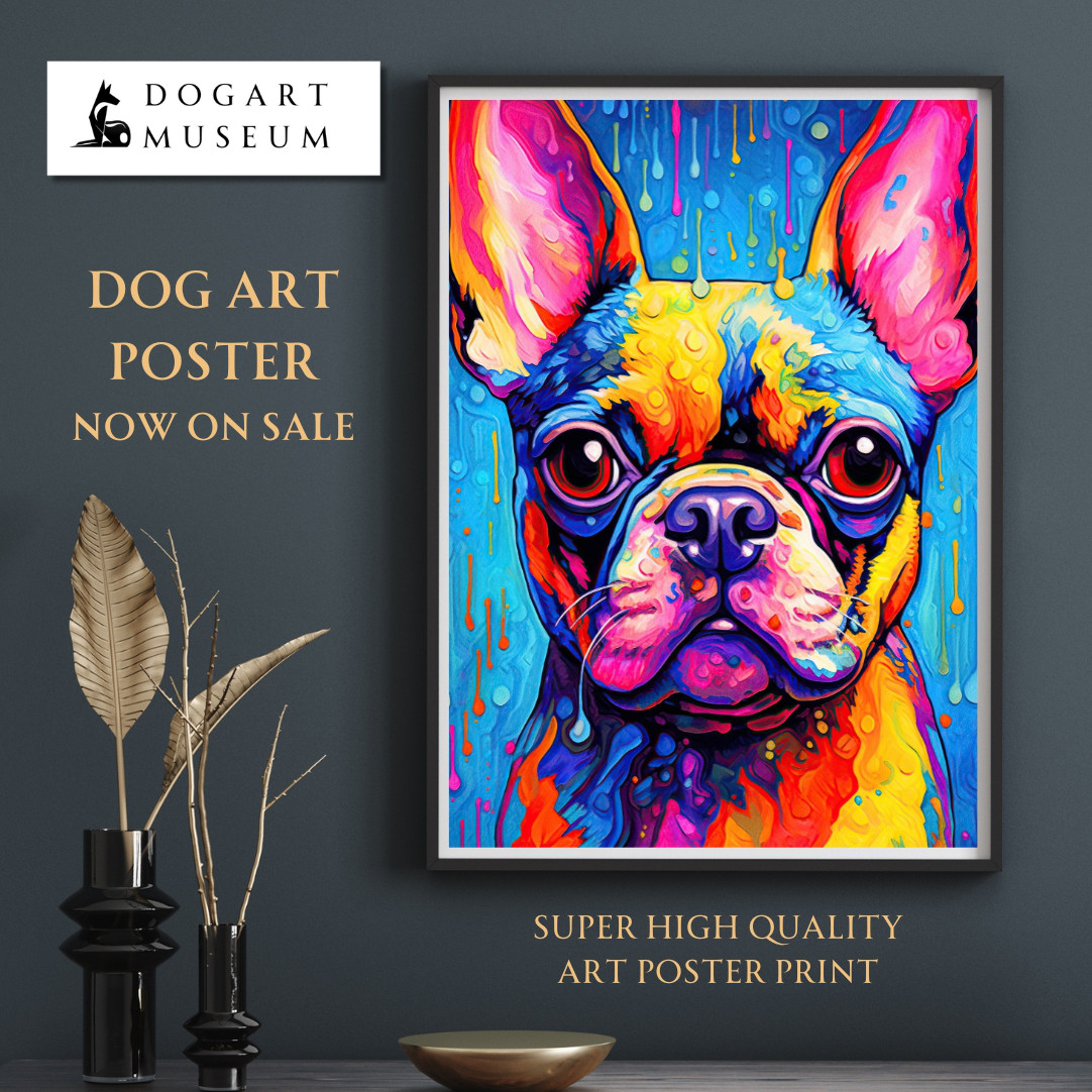 ボストンテリア　宇宙　犬　キャンバス　ポーリングアート　ハンドメイド　BAEZ3