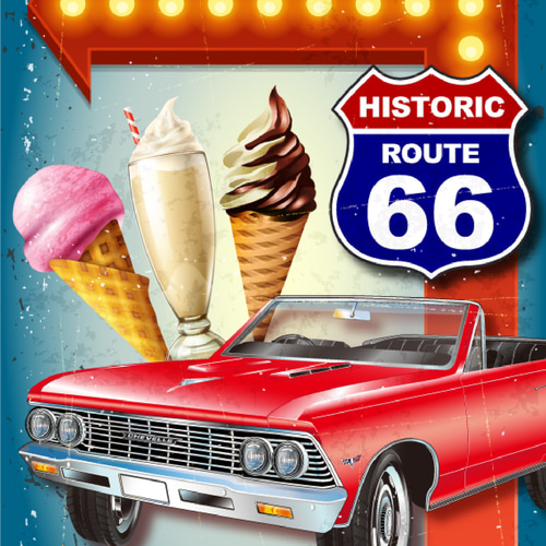 オーダー無料】ルート66 ダイナー アメ車 カフェ ドライブイン 店舗