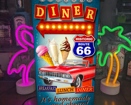 ROUTE 66 American DINER 電飾パネル　店舗ディスプレイ ROUTE 66 American DINER 電飾パネル 店舗ディスプレイ - メルカリ