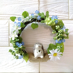 木の実リースS コットン 綿の実 秋色アジサイ プリザーブドフラワー