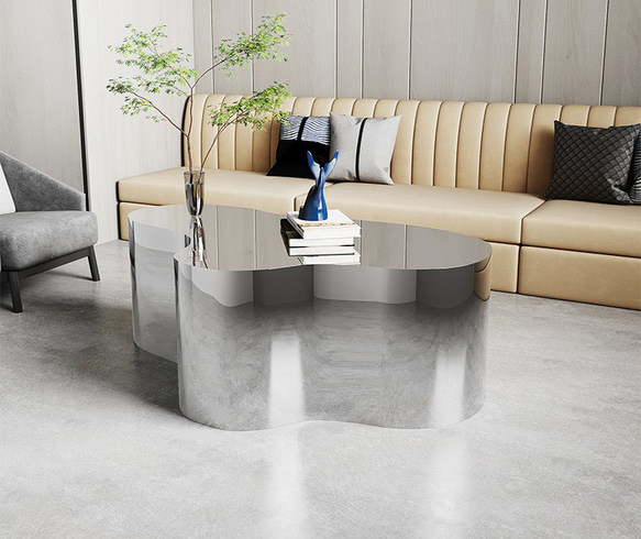 サイドテーブル ユニーク ミラー スタイル 鏡面 光沢 美しい モダン 高級感 ステンレス おしゃれ ch-1203 3枚目の画像