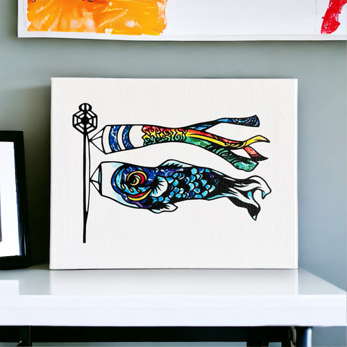 アートパネル】koi-nobori -鯉幟- 【切り絵×ちぎり絵】男の子