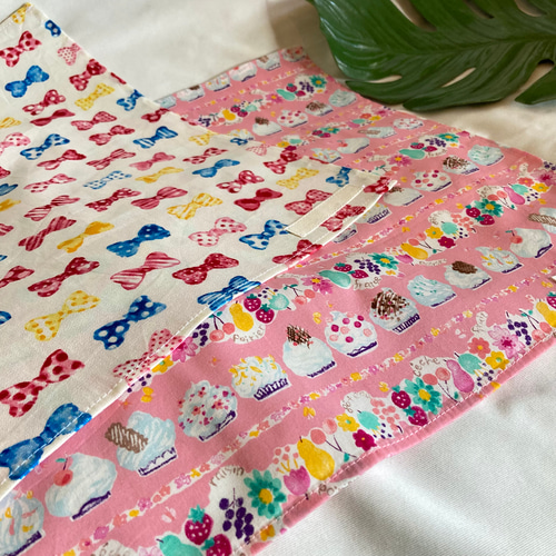 ランチョンマット×2枚セット(45×35cm)☆リボンスイーツケーキ☆給食 