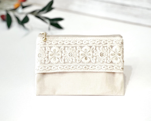 ポケットティッシュケース インド刺繍リボン パープル 329-11