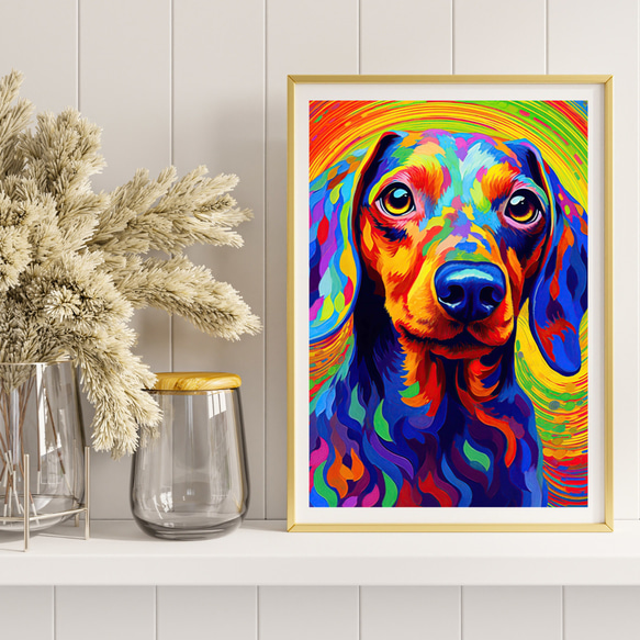 【Heavenly Life（天ノ国） - ダックスフンド犬 No.2】アートポスター 犬の絵 犬の絵画 犬のイラスト 8枚目の画像