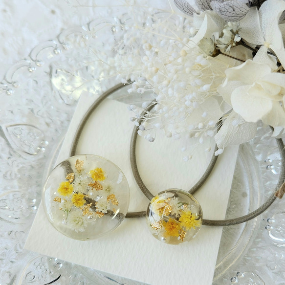 かすみ草 ヘアゴム セット ドライフラワー レジン アクセサリー