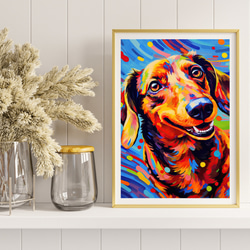【Heavenly Life（天ノ国） - ダックスフンド犬 No.4】アートポスター 犬の絵 犬の絵画 犬のイラスト 8枚目の画像