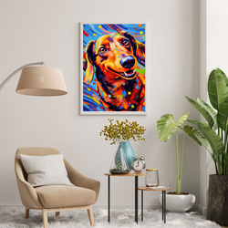 【Heavenly Life（天ノ国） - ダックスフンド犬 No.4】アートポスター 犬の絵 犬の絵画 犬のイラスト 7枚目の画像