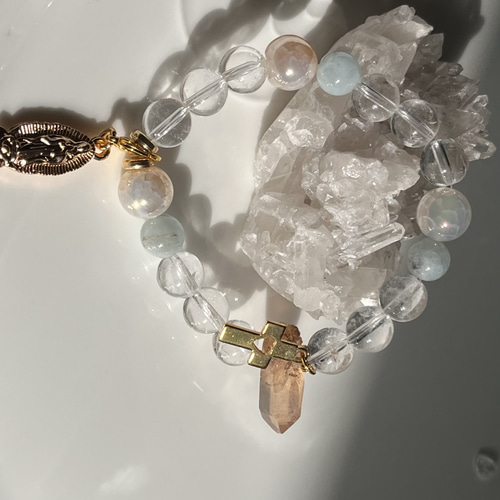 アクアマリン♡ヒマラヤ水晶♡オーロラアゲート♡マリア様♡クロス  