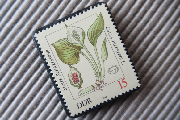 ドイツ　植物切手ブローチ9419 2枚目の画像