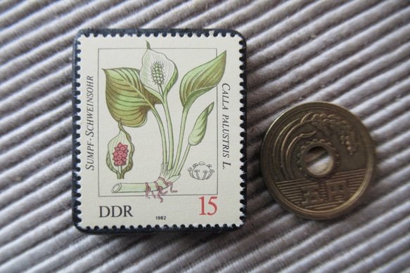 ドイツ　植物切手ブローチ9419 3枚目の画像